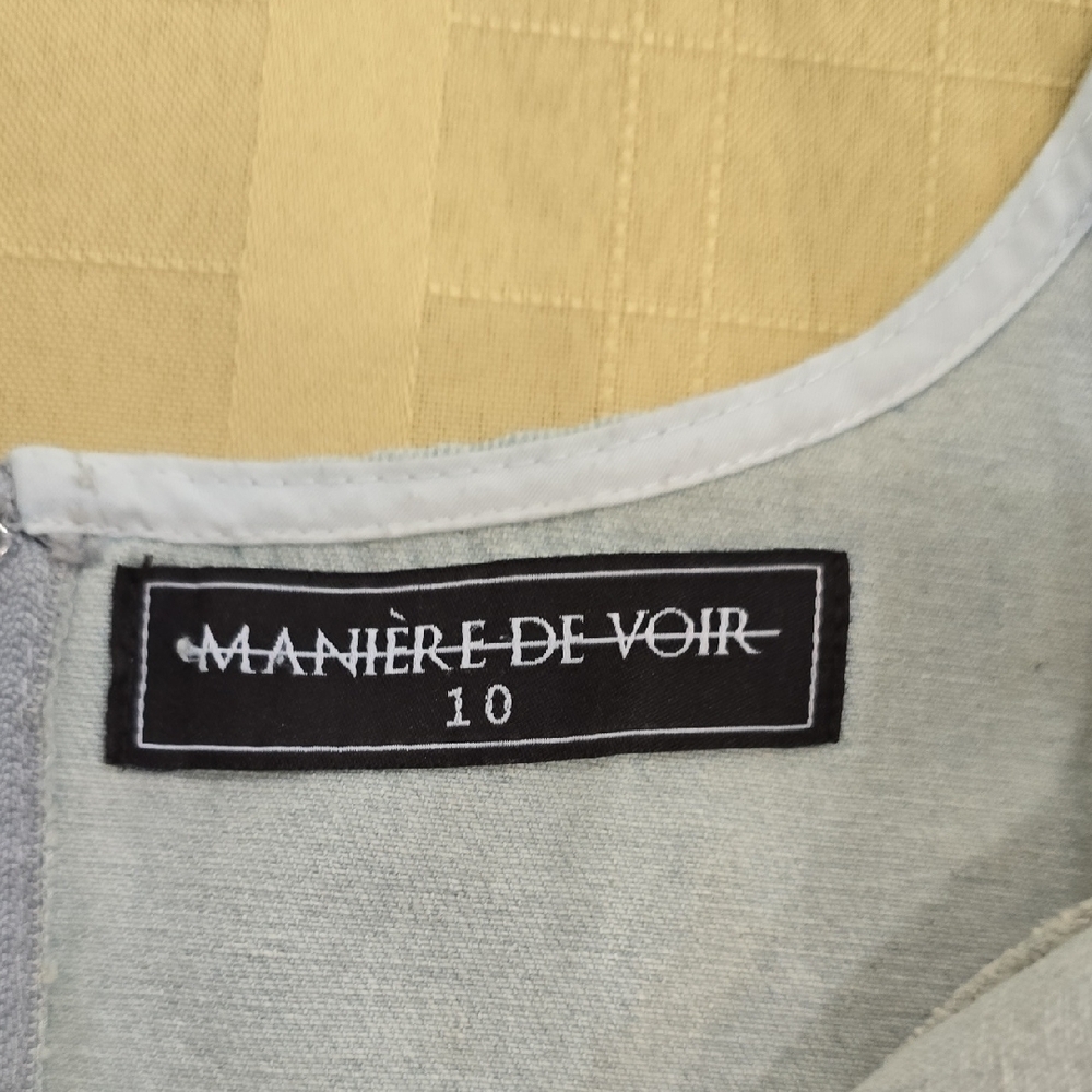 Maniere De Voir Light Blue Denim Corset Tank with Front Zip - Picture 5 of 5